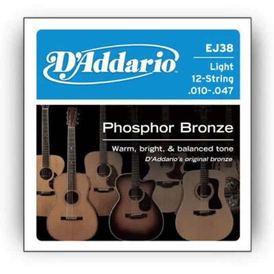 Picture of D'ADDARIO Phosphor Bronze Round Wound 12-String Acoustic Guitar Strings 010-047