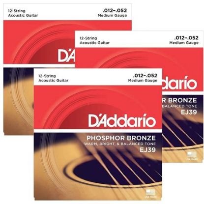 Picture of D'ADDARIO Phosphor Bronze Round Wound 12-String Acoustic Guitar Strings 012-052