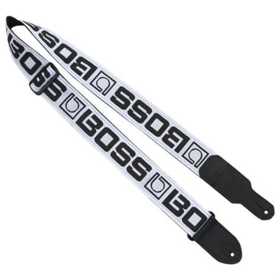Picture of Monogrammed Guitar Strap - Black with White Logo