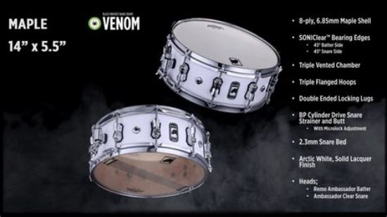 Picture of BLACK PANTHER "VENOM" SNARE 14" x 5.5" - ARCTIC WHITE
